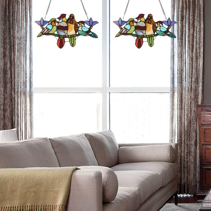 Capulina Stained Glass Birds Gifts on Branch Window Hangings Tiffany Style Traditional Handicrafts Suncatcher for Grandma,Mom Home Decor Gifts - Image 5